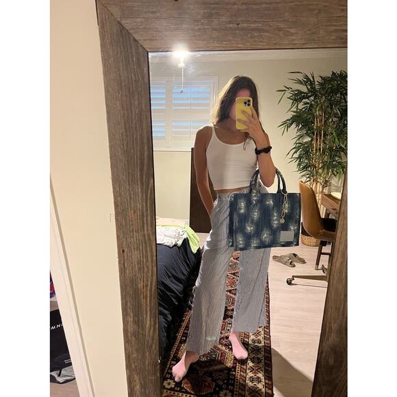 SANDRO Denim Tie-Dyed Kasbah Magnetic Button Closure Open Pocket Grunge Bag - Picture 12 of 13